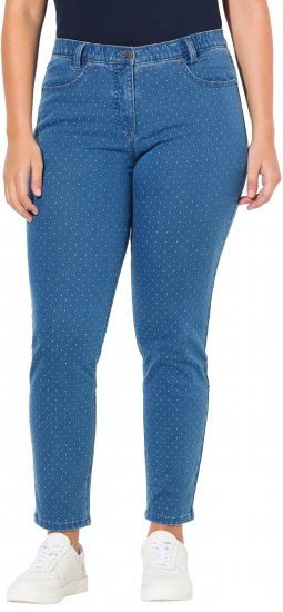 Ulla Popken Polka Dot Stretch Fit Jeans Blue Denim - Jeans & Calças Femininas em Tamanhos Grandes – Plus Size - 