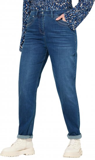 Ulla Popken Rivet Detail Mom Jeans Blue - Jeans & Calças Femininas em Tamanhos Grandes – Plus Size - 