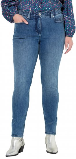 Ulla Popken Decorative Pocket Slim Stretch Jeans Blue Denim - Jeans & Calças Femininas em Tamanhos Grandes – Plus Size - 