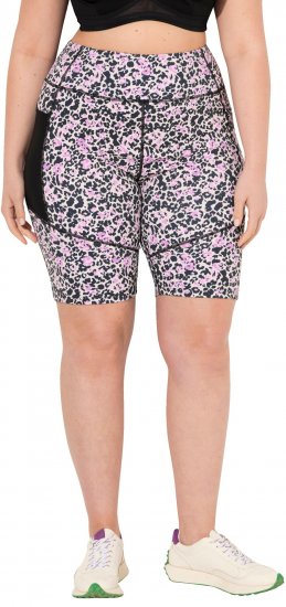 Ulla Popken Leopard Print Quick Drying Shorts Black - Jeans & Calças Femininas em Tamanhos Grandes – Plus Size - 