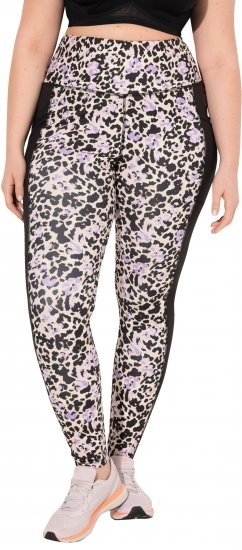 Ulla Popken Leopard Print Quick Drying Leggings Black - Jeans & Calças Femininas em Tamanhos Grandes – Plus Size - 