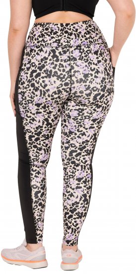 Ulla Popken Leopard Print Quick Drying Leggings Black - Jeans & Calças Femininas em Tamanhos Grandes – Plus Size - 