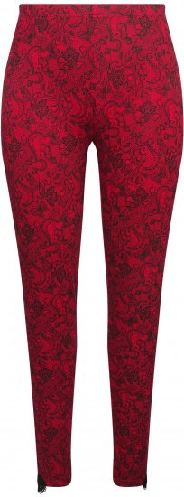 Ulla Popken Lace Print Leggings Red - Jeans & Calças Femininas em Tamanhos Grandes – Plus Size - 