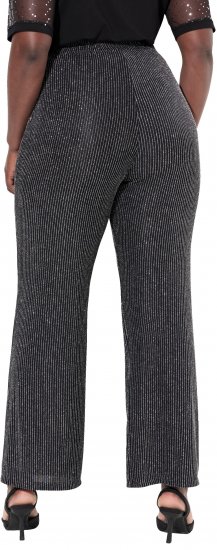 Ulla Popken Sparkling Pinstripe Elastic Waist Pants Black - Jeans & Calças Femininas em Tamanhos Grandes – Plus Size - 