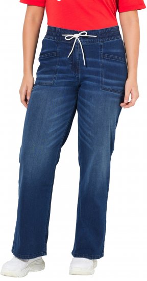 Ulla Popken Patch Pocket Elastic Waist Jeans Denim Blue - Jeans & Calças Femininas em Tamanhos Grandes – Plus Size - 