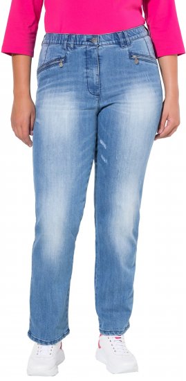 Ulla Popken Tapered Leg Lightly Distressed Jeans Blue Denim - Jeans & Calças Femininas em Tamanhos Grandes – Plus Size - 