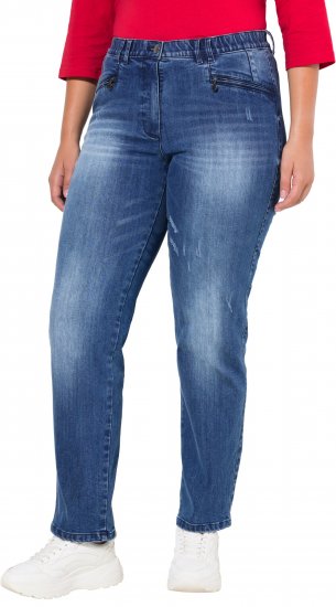Ulla Popken Tapered Leg Lightly Distressed Jeans Denim Blue - Jeans & Calças Femininas em Tamanhos Grandes – Plus Size - 