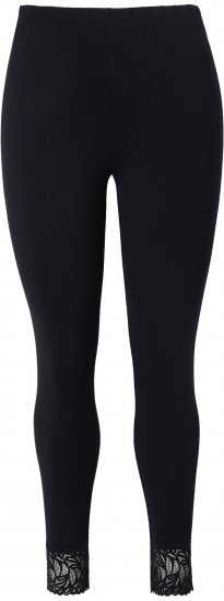 Ulla Popken Lace Trim Leggings Black - Jeans & Calças Femininas em Tamanhos Grandes – Plus Size - 