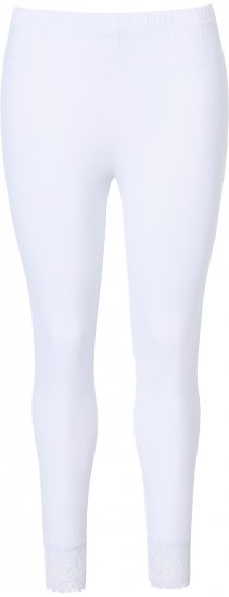 Ulla Popken Lace Trim Leggings White - Jeans & Calças Femininas em Tamanhos Grandes – Plus Size - 
