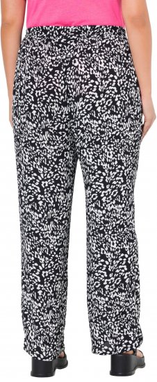 Ulla Popken Leopard Print Elastic Waist Pants Black - Jeans & Calças Femininas em Tamanhos Grandes – Plus Size - 