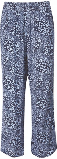 Ulla Popken Patch Print Elastic Waist Pants Navy - Jeans & Calças Femininas em Tamanhos Grandes – Plus Size - 
