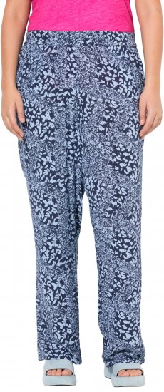 Ulla Popken Patch Print Elastic Waist Pants Navy - Jeans & Calças Femininas em Tamanhos Grandes – Plus Size - 