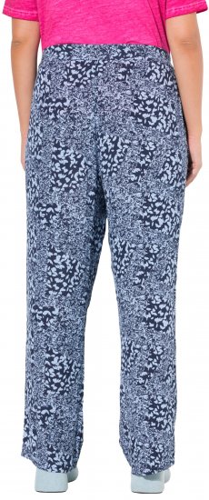 Ulla Popken Patch Print Elastic Waist Pants Navy - Jeans & Calças Femininas em Tamanhos Grandes – Plus Size - 