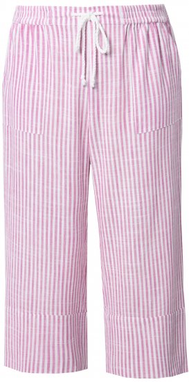 Ulla Popken Coastal Stripe Linen Blend Elastic Waist Culottes Purple - Jeans & Calças Femininas em Tamanhos Grandes – Plus Size - 