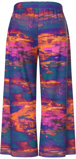Ulla Popken Abstract Sunset Elastic Waist Palazzo Pants Orange - Jeans & Calças Femininas em Tamanhos Grandes – Plus Size - 