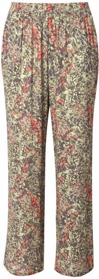 Ulla Popken Crocodile Print Elastic Waist Pants Olive Grey - Jeans & Calças Femininas em Tamanhos Grandes – Plus Size - 