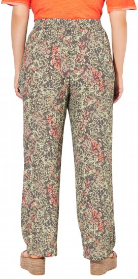 Ulla Popken Crocodile Print Elastic Waist Pants Olive Grey - Jeans & Calças Femininas em Tamanhos Grandes – Plus Size - 