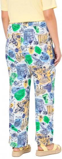 Ulla Popken Italy Print Elastic Waist Pants White - Jeans & Calças Femininas em Tamanhos Grandes – Plus Size - 