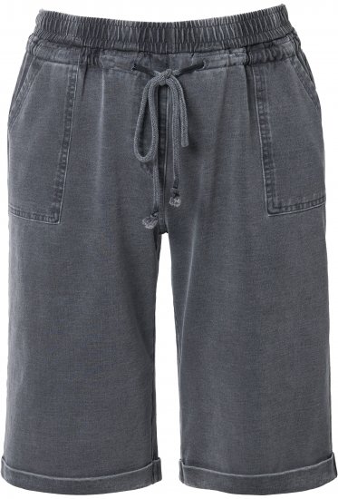 Ulla Popken Indigo Dyed Elastic Waist Jersey Shorts Black - Jeans & Calças Femininas em Tamanhos Grandes – Plus Size - 