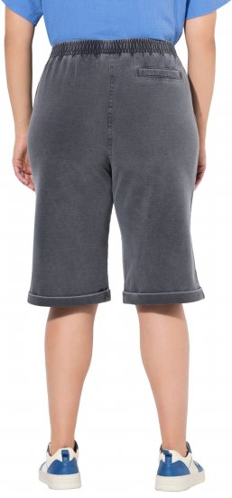 Ulla Popken Indigo Dyed Elastic Waist Jersey Shorts Black - Jeans & Calças Femininas em Tamanhos Grandes – Plus Size - 