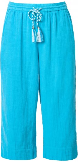 Ulla Popken Muslin Elastic Waist Culottes Blue - Jeans & Calças Femininas em Tamanhos Grandes – Plus Size - 