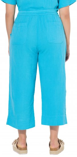 Ulla Popken Muslin Elastic Waist Culottes Blue - Jeans & Calças Femininas em Tamanhos Grandes – Plus Size - 