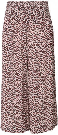 Ulla Popken Rose Wide Leg Elastic Waist Leopard Pattern Culottes White - Jeans & Calças Femininas em Tamanhos Grandes – Plus Size - 
