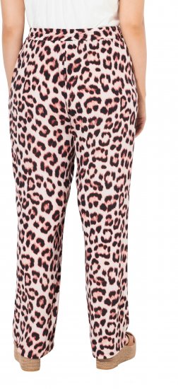 Ulla Popken Leopard Print Elastic Waist Pants White - Jeans & Calças Femininas em Tamanhos Grandes – Plus Size - 