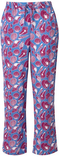 Ulla Popken Seashell Print Elastic Waist Pants Blue - Jeans & Calças Femininas em Tamanhos Grandes – Plus Size - 
