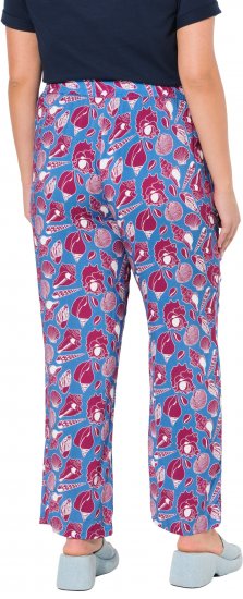Ulla Popken Seashell Print Elastic Waist Pants Blue - Jeans & Calças Femininas em Tamanhos Grandes – Plus Size - 