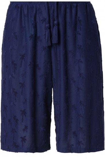 Ulla Popken Terry Cloth Palm Elastic Waist Shorts Blue - Jeans & Calças Femininas em Tamanhos Grandes – Plus Size - 