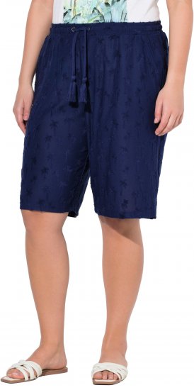 Ulla Popken Terry Cloth Palm Elastic Waist Shorts Blue - Jeans & Calças Femininas em Tamanhos Grandes – Plus Size - 