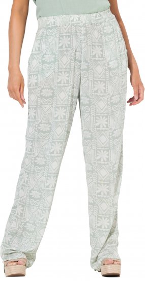 Ulla Popken Mosaic Print Elastic Waist Pants White - Jeans & Calças Femininas em Tamanhos Grandes – Plus Size - 