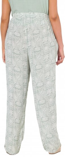 Ulla Popken Mosaic Print Elastic Waist Pants White - Jeans & Calças Femininas em Tamanhos Grandes – Plus Size - 