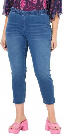 Ulla Popken Cropped Denim Look Stretch Fit Leggings Light Blue Denim - Jeans & Calças Femininas em Tamanhos Grandes – Plus Size - 