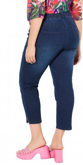 Ulla Popken Cropped Denim Look Stretch Fit Leggings Denim Blue - Jeans & Calças Femininas em Tamanhos Grandes – Plus Size - 