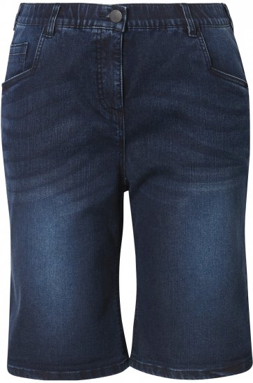 Ulla Popken Denim Wide Leg Elastic Waist Bermuda Shorts Denim Blue - Jeans & Calças Femininas em Tamanhos Grandes – Plus Size - 