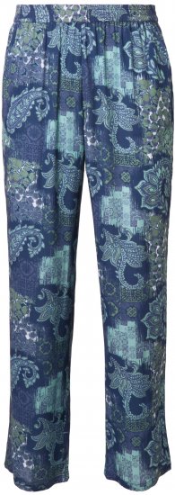 Ulla Popken Patchwork Paisley Elastic Waist Pants Blue - Jeans & Calças Femininas em Tamanhos Grandes – Plus Size - 