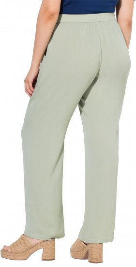 Ulla Popken Elastic Waist Crepe Pants Light Moss Green - Jeans & Calças Femininas em Tamanhos Grandes – Plus Size - 