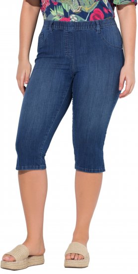 Ulla Popken Denim Elastic Waist Capres Blue Denim - Jeans & Calças Femininas em Tamanhos Grandes – Plus Size - 