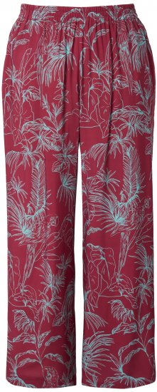 Ulla Popken Wide Leg Elastic Waist Jungle Print Palazzo Pants Brown - Jeans & Calças Femininas em Tamanhos Grandes – Plus Size - 
