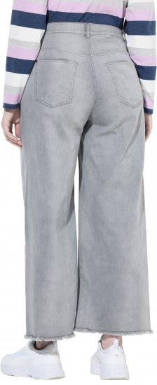 Ulla Popken Embroidered Wide Leg Fringed Hem Jeans Grey - Jeans & Calças Femininas em Tamanhos Grandes – Plus Size - 