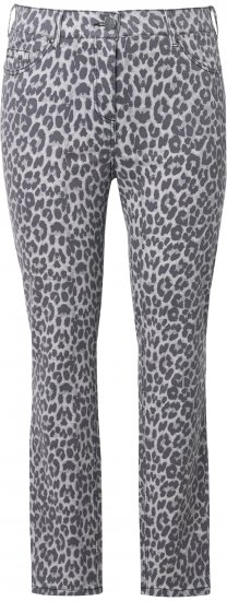 Ulla Popken Slim Leg Leopard Print Stretch Fit Jeans Bright Grey - Jeans & Calças Femininas em Tamanhos Grandes – Plus Size - 