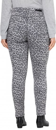 Ulla Popken Slim Leg Leopard Print Stretch Fit Jeans Bright Grey - Jeans & Calças Femininas em Tamanhos Grandes – Plus Size - 