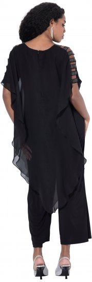 Ulla Popken Layered Chiffon Wrap Jumpsuit Grey - Jeans & Calças Femininas em Tamanhos Grandes – Plus Size - 