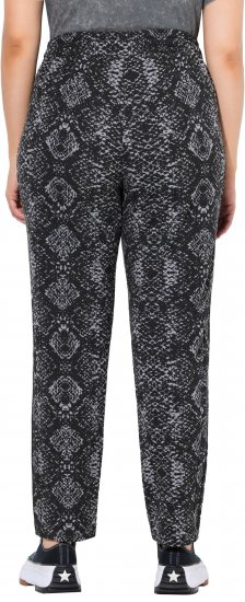 Ulla Popken Snake Print Elastic Waist Joggers Black - Jeans & Calças Femininas em Tamanhos Grandes – Plus Size - 