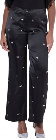 Ulla Popken Rhinestone Detail Comfort Waist Pants Black - Jeans & Calças Femininas em Tamanhos Grandes – Plus Size - 