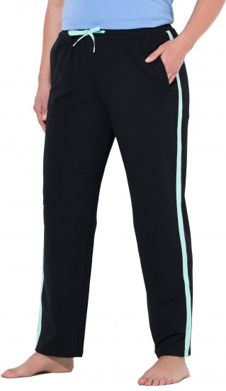 Ulla Popken Side Stripe Elastic Waist Joggers Black - Jeans & Calças Femininas em Tamanhos Grandes – Plus Size - 
