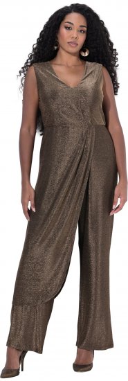 Ulla Popken Draped Sleeveless Glitter Jumpsuit Pearl White - Jeans & Calças Femininas em Tamanhos Grandes – Plus Size - 