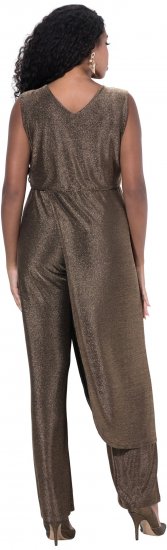 Ulla Popken Draped Sleeveless Glitter Jumpsuit Pearl White - Jeans & Calças Femininas em Tamanhos Grandes – Plus Size - 